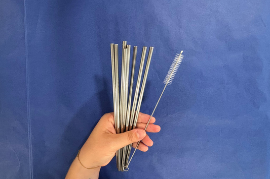 Pailles en métal lot de 8