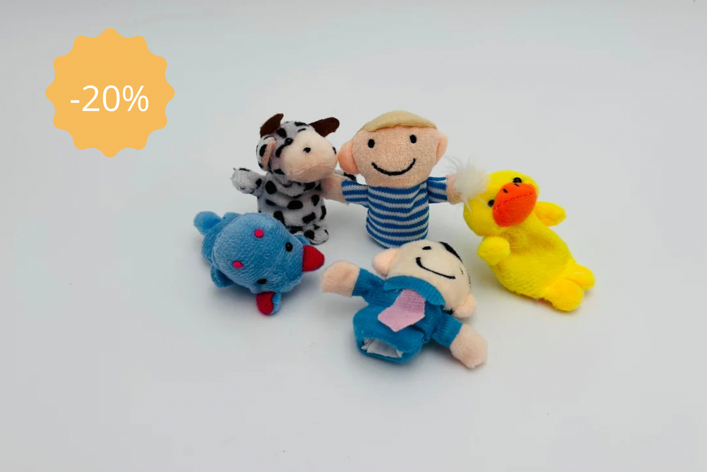 Marionnettes de doigt tissu lot de 5